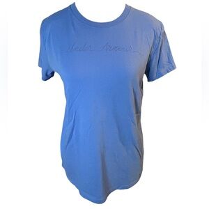 Under Armour Women's Blue Script Logo T-Shirt